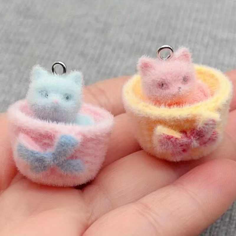 Jewelry Making Resin - Pendentif chat en résine pelucheuse 3D,