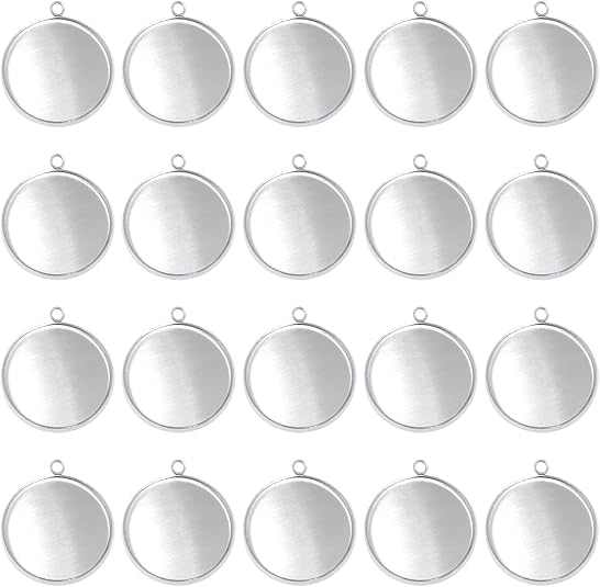 Pendant Blank Bezel - 20 pièces en acier inoxydable lunette