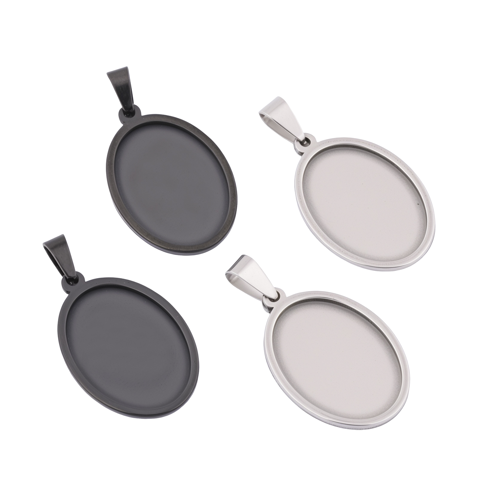 Pendant Blank Bezel - 5 pièces de supports ovales noirs