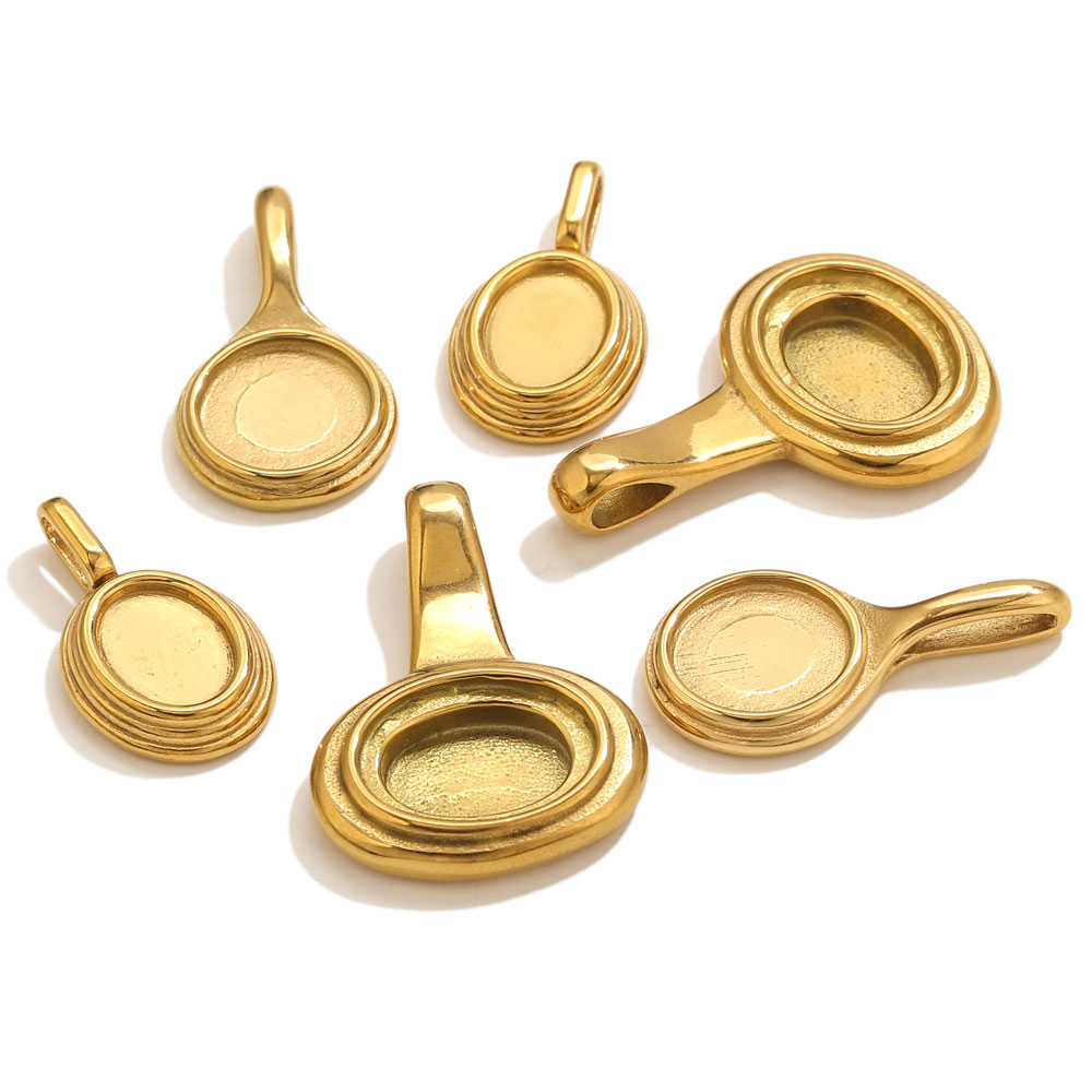 Pendant Blank Bezel - Plateaux ovales ronds en acier inoxydable,