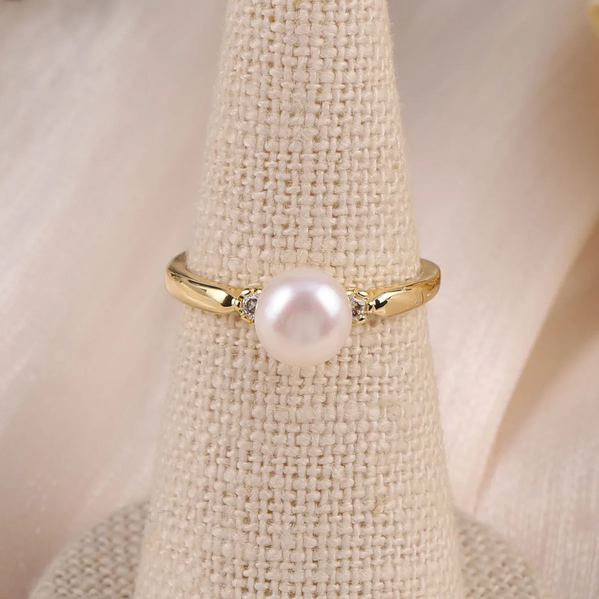 Ring Blank Adjustable - Anneaux de perles d'eau douce naturelles,