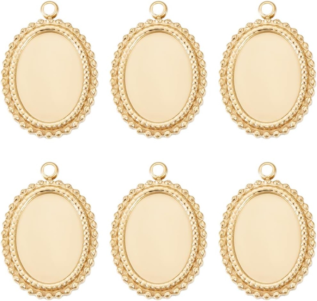 Pendant Blank Bezel - 6 pièces Cabochon paramètres breloques 14K