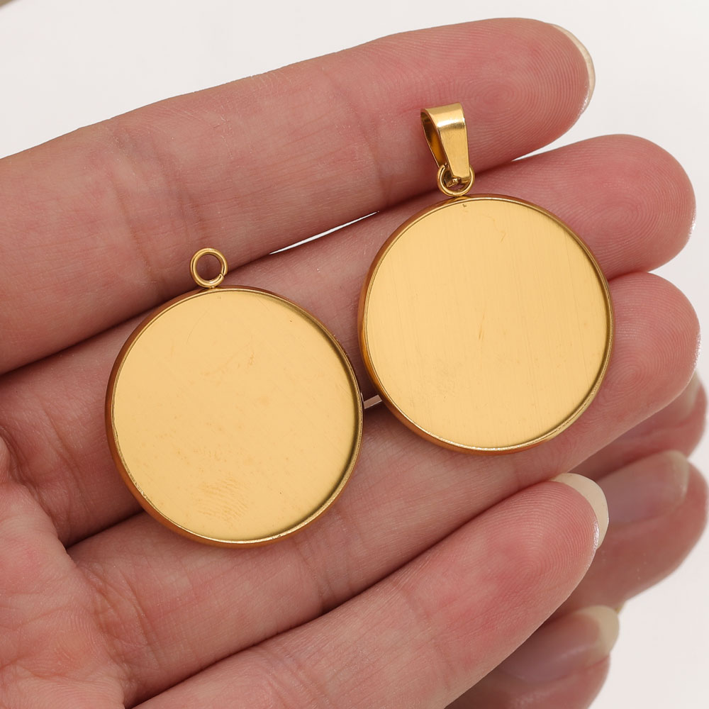 Pendant Blank Bezel - Pendentifs dorés en acier inoxydable, Base