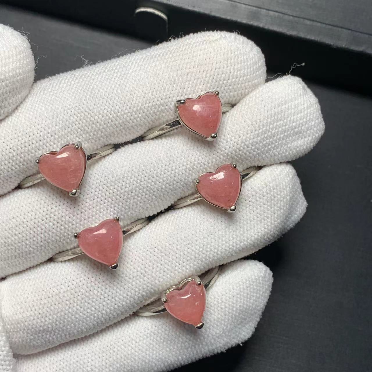Ring Blank Adjustable - Bague en Rhodochrosite naturelle en forme
