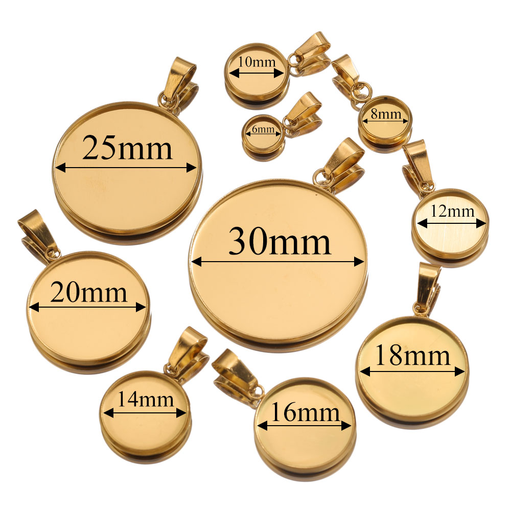 Pendentifs dorés en acier inox - Pendant Blank Bezel avis et prix