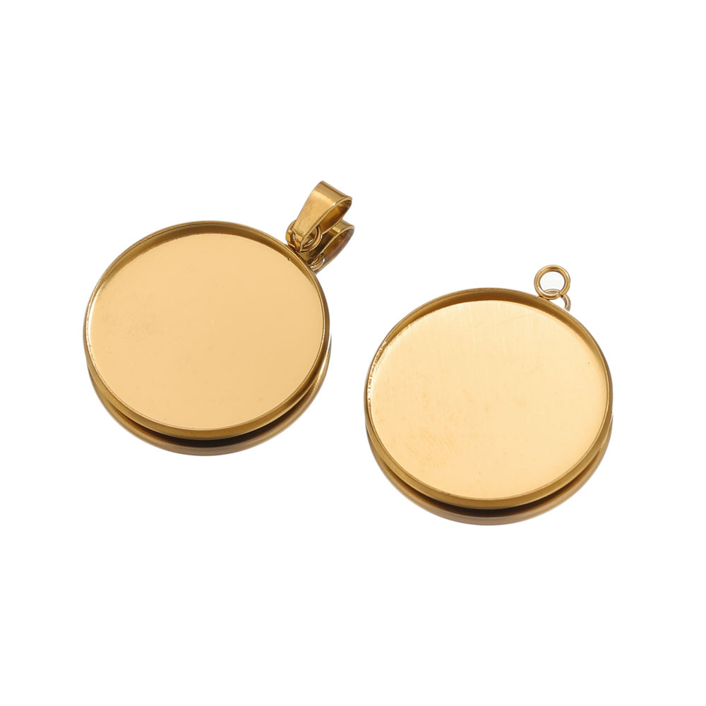 Pendentifs dorés en acier inox - Pendant Blank Bezel avis et prix
