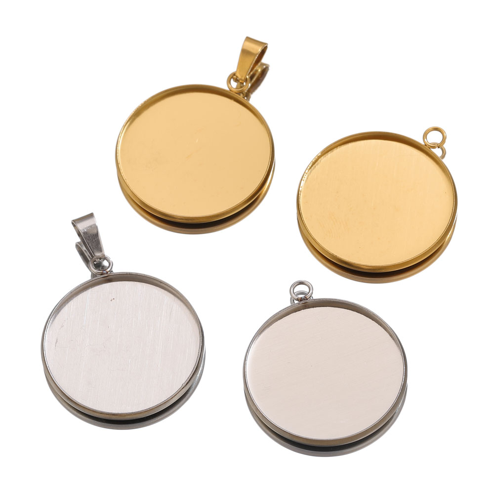 Pendentifs dorés en acier inox - Pendant Blank Bezel avis et prix
